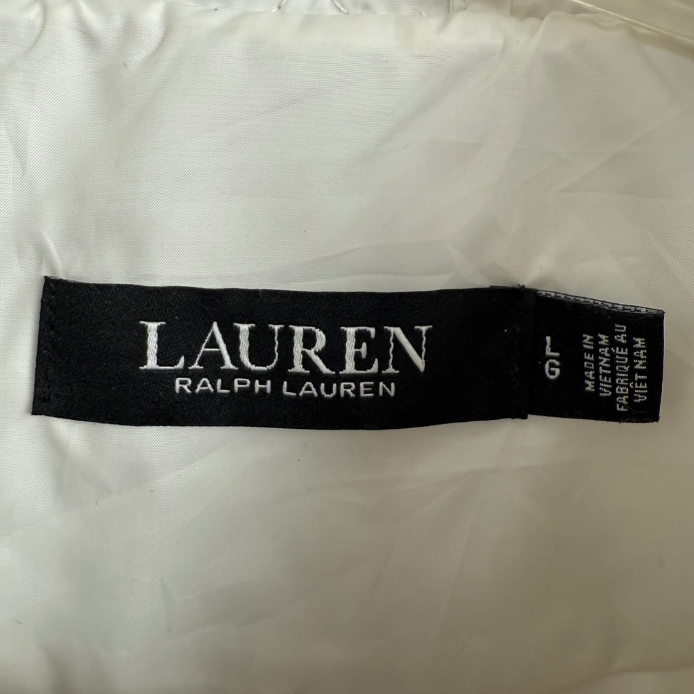 Lauren Ralph Lauren Quilted Vest Womens‎ White Snap Front RL Crest Logo Sz L - Picture 4 of 9